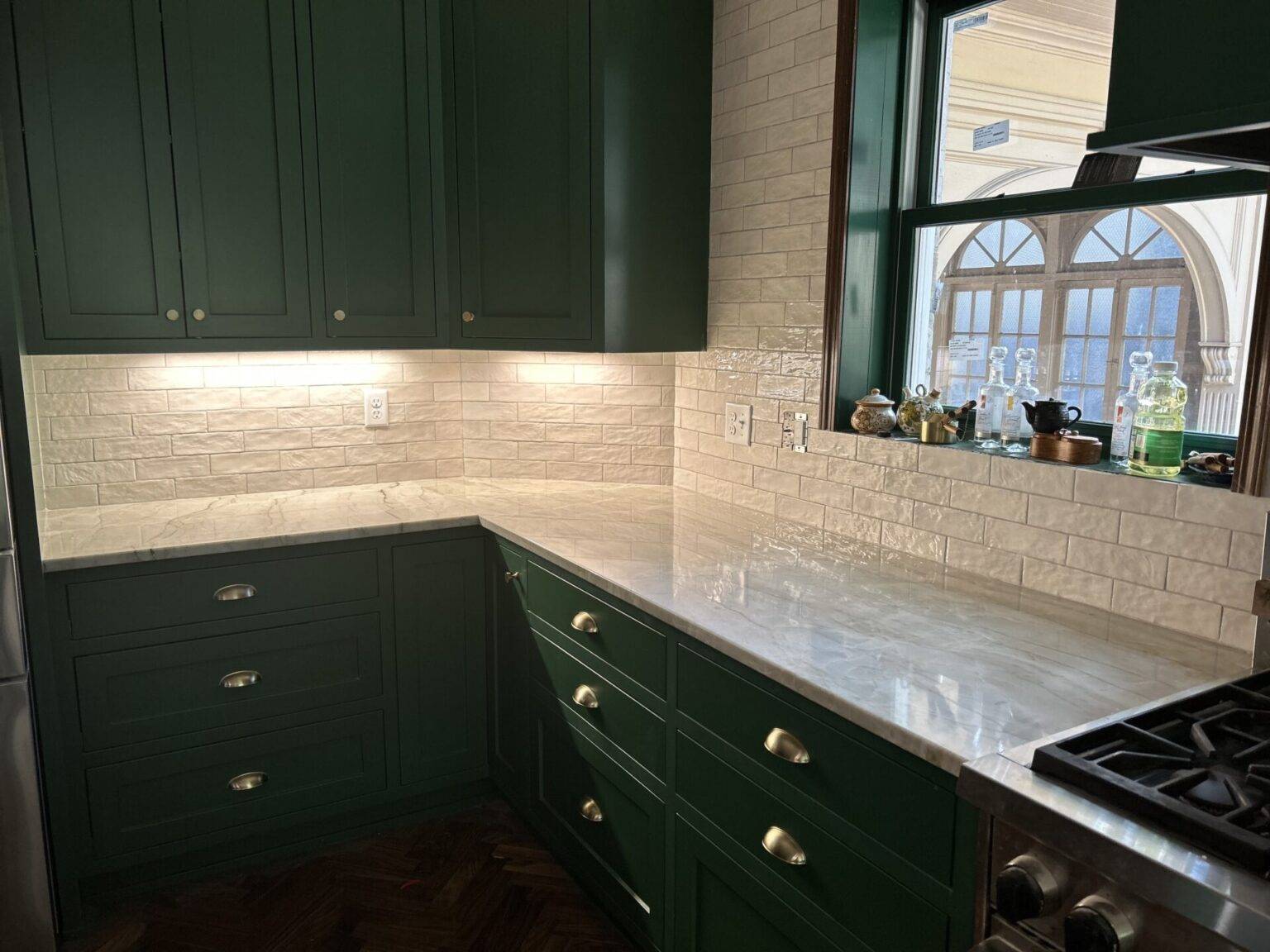 Outdoor kitchen countertop on a patio